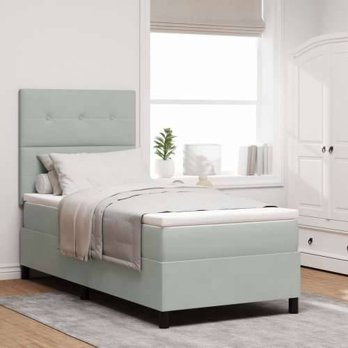 Box Spring Krevet s Madracem Svjetlosiva Jednokrevetna Baršun Cijena