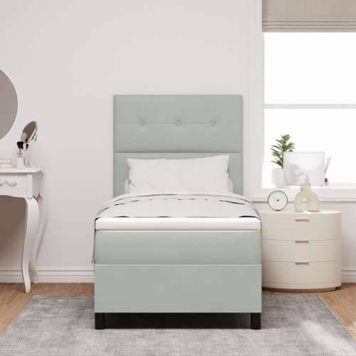 Box Spring Krevet s Madracem Svjetlosiva Jednokrevetna Baršun Cijena