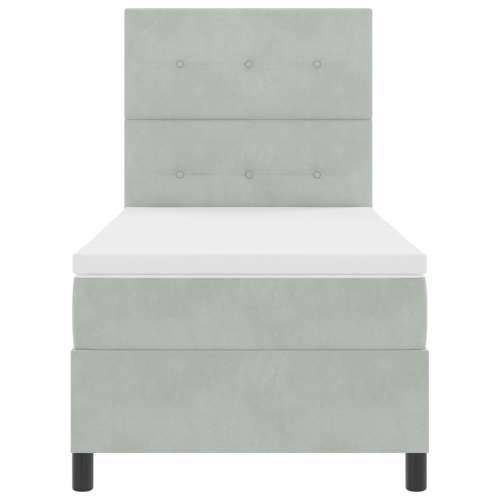 Box Spring Krevet s Madracem Svjetlosiva Jednokrevetna Baršun Cijena