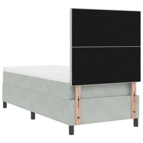 Box Spring Krevet s Madracem Svjetlosiva Jednokrevetna Baršun Cijena