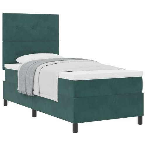 Box Spring Krevet s Madracem Tamno Zelena Singl Velur Cijena