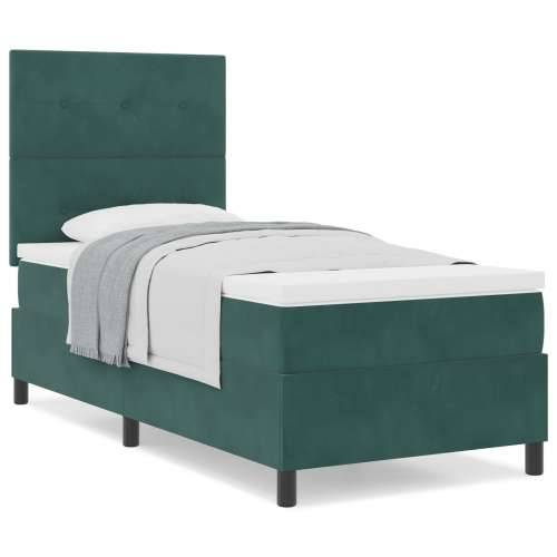 Box Spring Krevet s Madracem Tamno Zelena Singl Velur Cijena