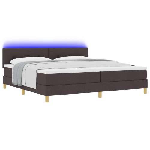 krevet s podupiračem i madracem & LED tamnosmeđi 200x200 cm tkanina Cijena