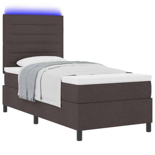 Krevet s podnicom s madracem & LED Tamnosmeđi 100x200 cm Tkanina Cijena