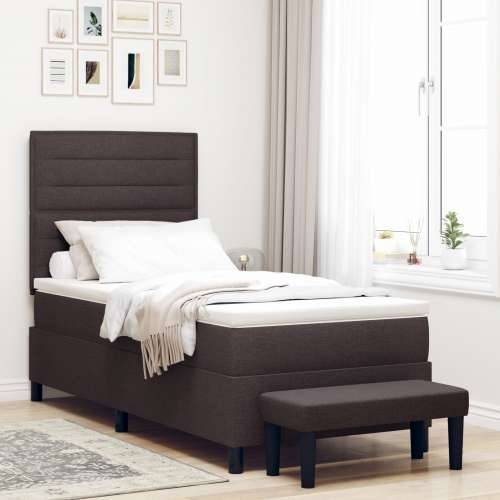 Box Spring Krevet s Madracem i Klupom Tamno smeđa 100x200 cm Tkanina Cijena