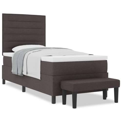 Box Spring Krevet s Madracem i Klupom Tamno smeđa 100x200 cm Tkanina Cijena