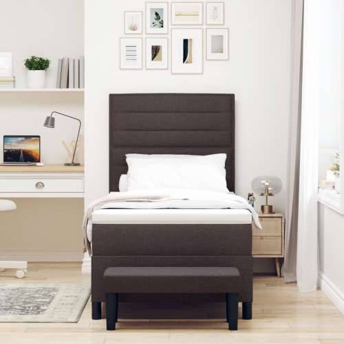 Box Spring Krevet s Madracem i Klupom Tamno smeđa 100x200 cm Tkanina Cijena