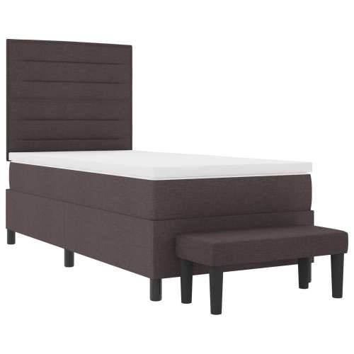 Box Spring Krevet s Madracem i Klupom Tamno smeđa 100x200 cm Tkanina Cijena