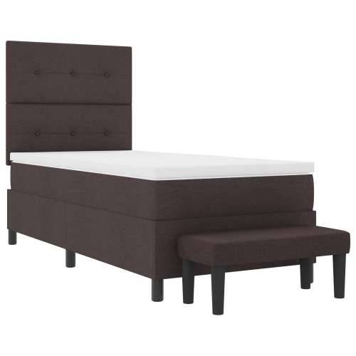 Krevet sa box springom i madracem tamnosmeđi 100x200 cm tkanina Cijena