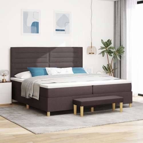 Box Spring Krevet s Madracem i Klupom Tamnosmeđi 200x200 cm Tkanina Cijena