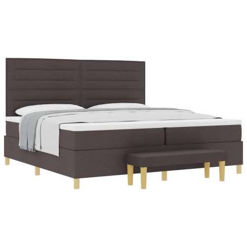 Box Spring Krevet s Madracem i Klupom Tamnosmeđi 200x200 cm Tkanina Cijena