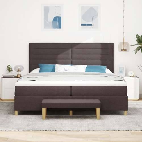 Box Spring Krevet s Madracem i Klupom Tamnosmeđi 200x200 cm Tkanina Cijena
