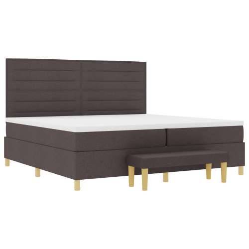 Box Spring Krevet s Madracem i Klupom Tamnosmeđi 200x200 cm Tkanina Cijena