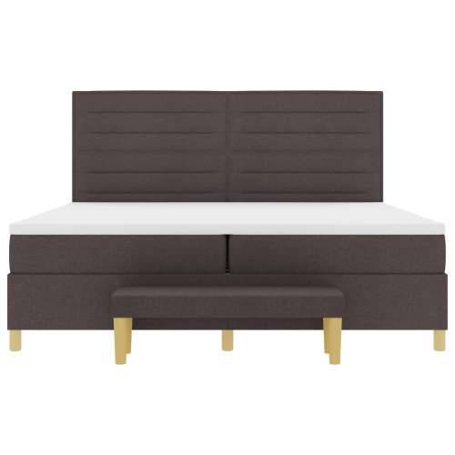 Box Spring Krevet s Madracem i Klupom Tamnosmeđi 200x200 cm Tkanina Cijena
