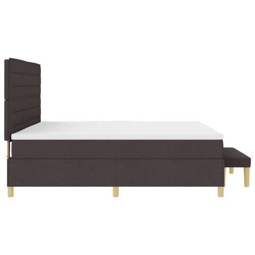 Box Spring Krevet s Madracem i Klupom Tamnosmeđi 200x200 cm Tkanina Cijena