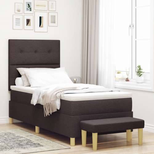 Box Spring Krevet s Madracem i Klupom Tamno Smeđa 100x200 cm Tkanina Cijena