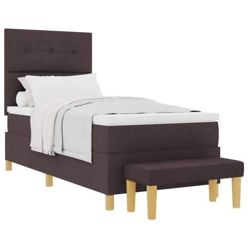 Box Spring Krevet s Madracem i Klupom Tamno Smeđa 100x200 cm Tkanina Cijena