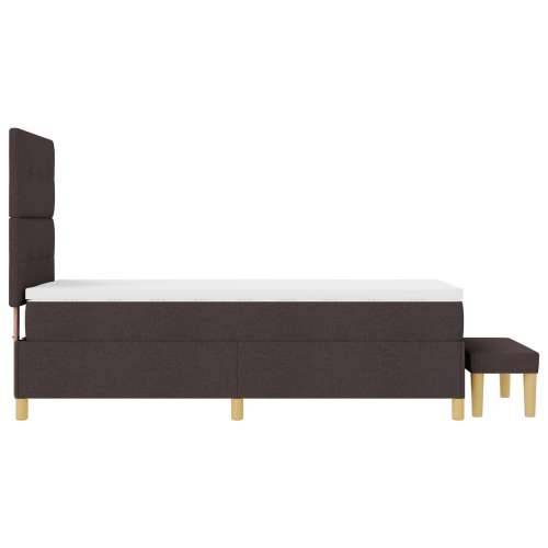 Box Spring Krevet s Madracem i Klupom Tamno Smeđa 100x200 cm Tkanina Cijena