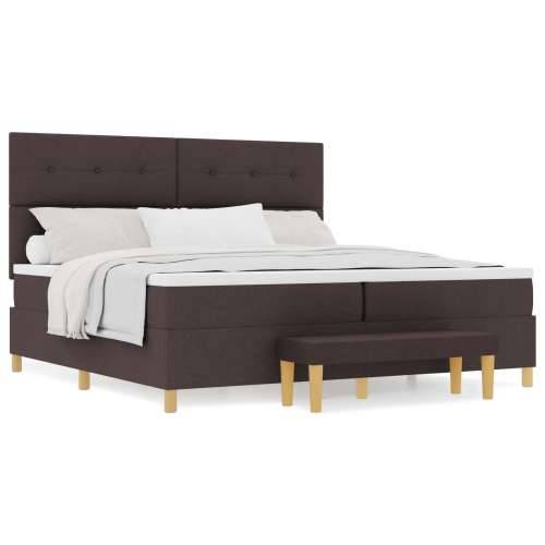 Krevet s boxspringom s madracem i klupom Tamnosmeđi 200x200 cm Tkanina Cijena