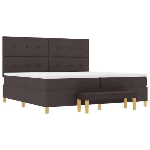 Krevet s boxspringom s madracem i klupom Tamnosmeđi 200x200 cm Tkanina Cijena