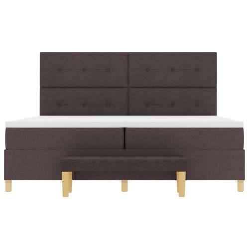 Krevet s boxspringom s madracem i klupom Tamnosmeđi 200x200 cm Tkanina Cijena