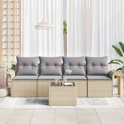 Vrtna garnitura - 5-dijelni set vrtnih sofa s jastučićima Bež Poli Ratan Cijena