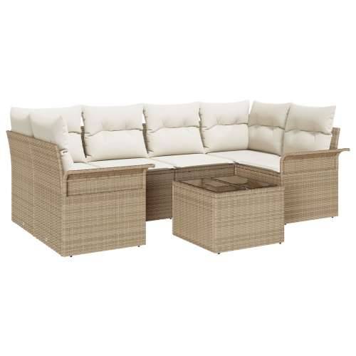 set vrtnih sofa od 7 dijelova s jastučićima bež poli ratan Cijena