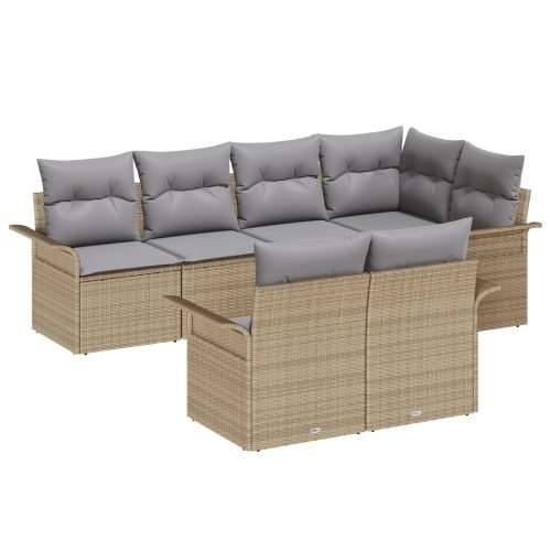 set vrtnih sofa od 7 dijelova s jastučićima bež poli ratan Cijena