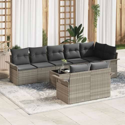 set od 9 dijelova vrtnih sofa s jastučićima sivi poli ratan Cijena