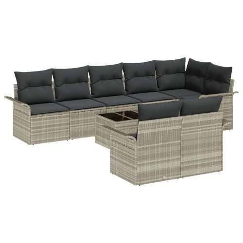 set od 9 dijelova vrtnih sofa s jastučićima sivi poli ratan Cijena