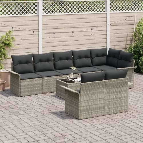 set od 9 dijelova vrtnih sofa s jastučićima sivi poli ratan Cijena