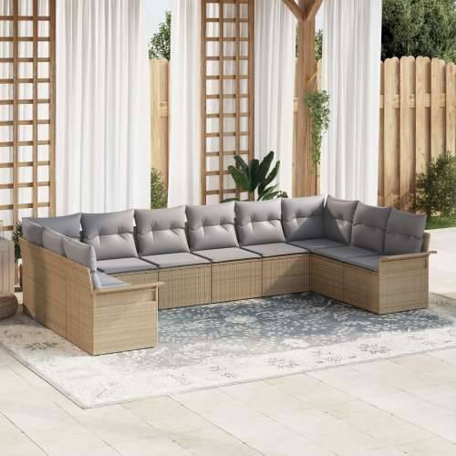 set od 10 dijelova vrtnih sofa s jastučićima bež poli ratan Cijena