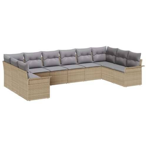 set od 10 dijelova vrtnih sofa s jastučićima bež poli ratan Cijena