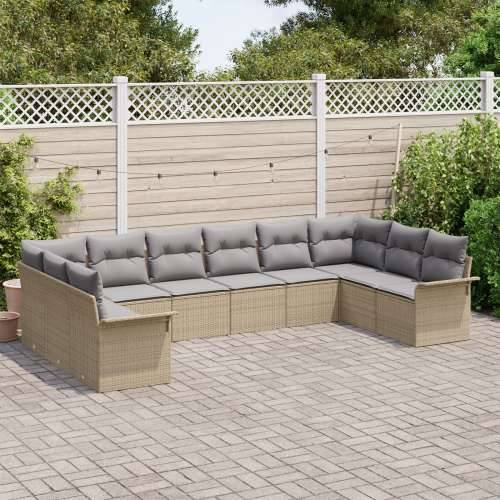 set od 10 dijelova vrtnih sofa s jastučićima bež poli ratan Cijena