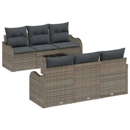 Vrtna garnitura - 7-dijelni set vrtnih sofa s jastučićima siva poli ratan Cijena