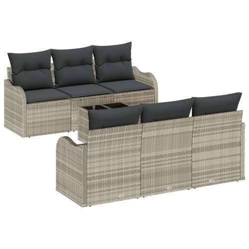 Set vrtnih sofa od 7 dijelova s jastučićima svjetlosivi poli ratan Cijena