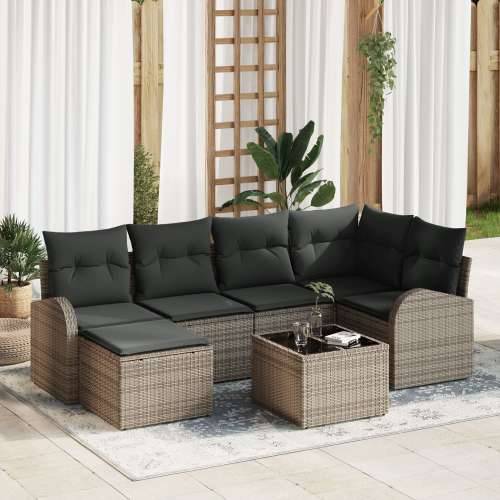 Vrtna garnitura - 6-dijelni set vrtnih sofa s jastučićima crni poli ratan Cijena