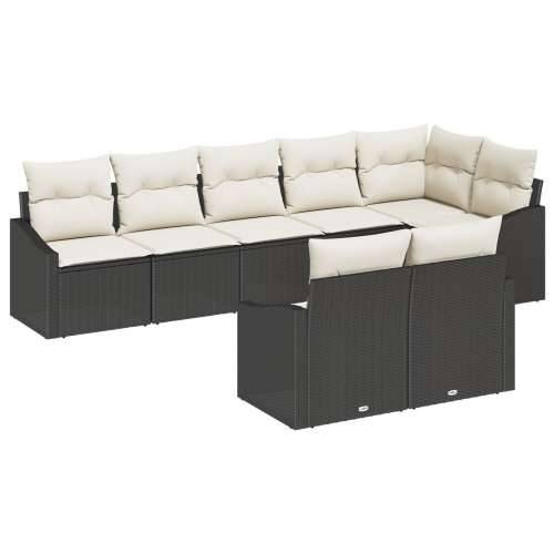Komplet vrtnih sofa s jastučićima, crna poli ratan, 8 dijelova Cijena