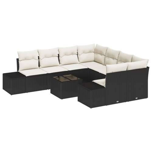 Vrtna garnitura - 9-dijelni set vrtnih sofa s jastučićima Crni poli ratan Cijena