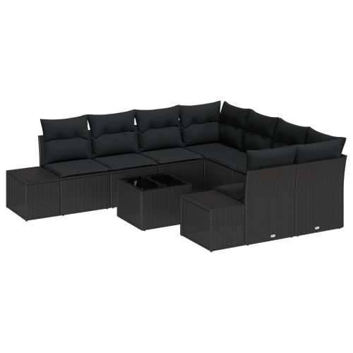vrtni sofaset Set od 9 Crna Ratan, čelik obložen prahom Cijena
