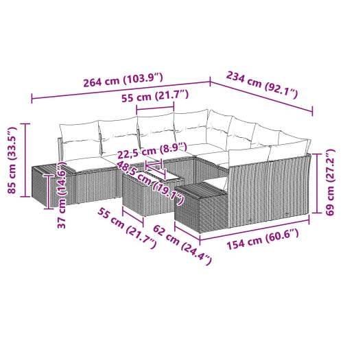 vrtni sofaset Set od 9 Crna Ratan, čelik obložen prahom Cijena