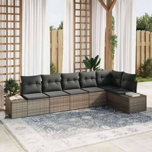 Set od 6 vrtnih sofa s jastučićima siva poli ratan Cijena