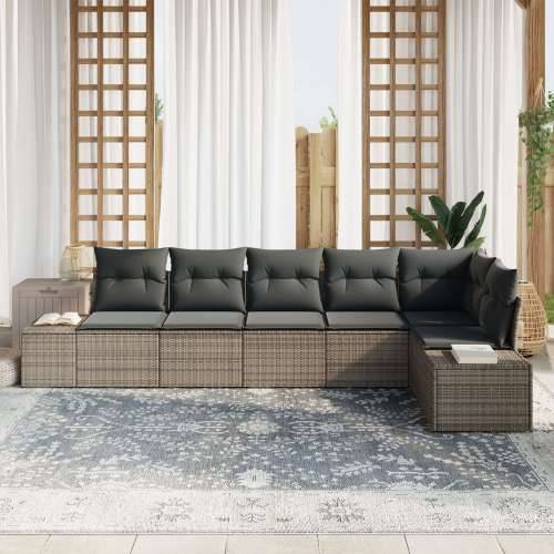 Set od 6 vrtnih sofa s jastučićima siva poli ratan Cijena