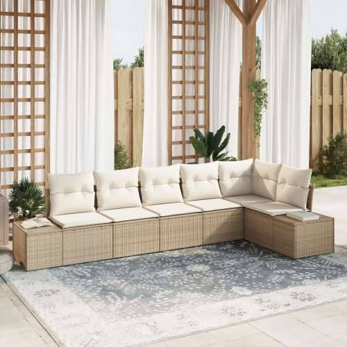 set od 6 komada vrtnog kauča s jastučićima bež poly rattan Cijena