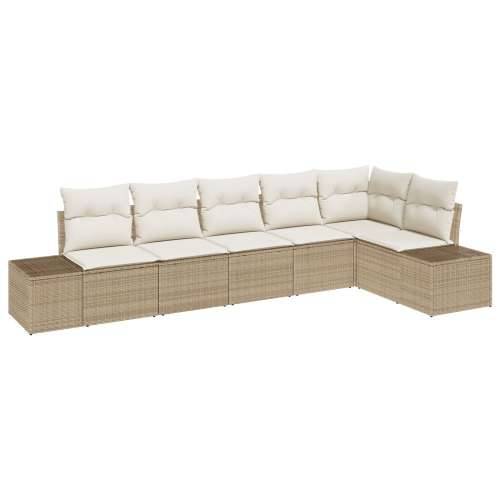 set od 6 komada vrtnog kauča s jastučićima bež poly rattan Cijena