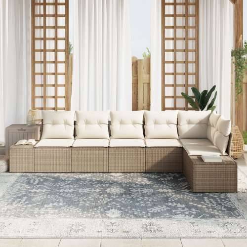 set od 6 komada vrtnog kauča s jastučićima bež poly rattan Cijena
