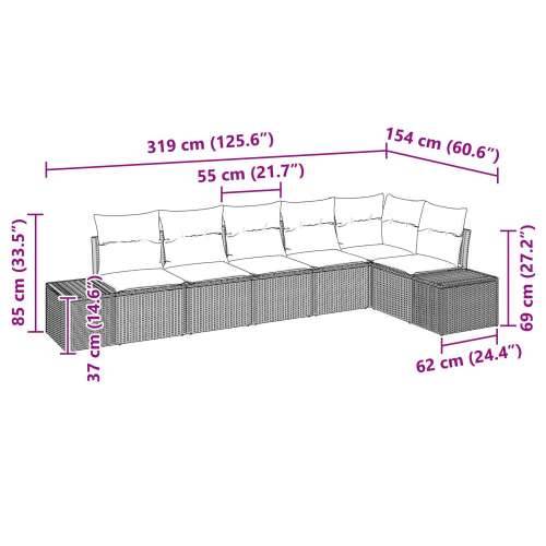 set od 6 komada vrtnog kauča s jastučićima bež poly rattan Cijena