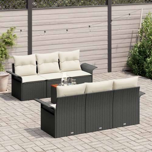 7-dijelni vrtni sofa set s jastučićima crni poliratan acacia Cijena
