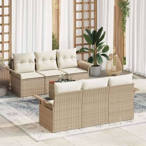 7 komadni Vrtni Sofa Set s Jastučićima Bež Poli Rattan Akacija Cijena