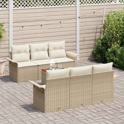 7 komadni Vrtni Sofa Set s Jastučićima Bež Poli Rattan Akacija Cijena